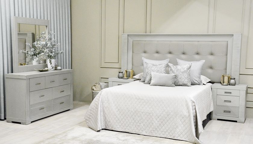 Bellevue Universal Bedroom Suite Upholstered Barndoor Grey